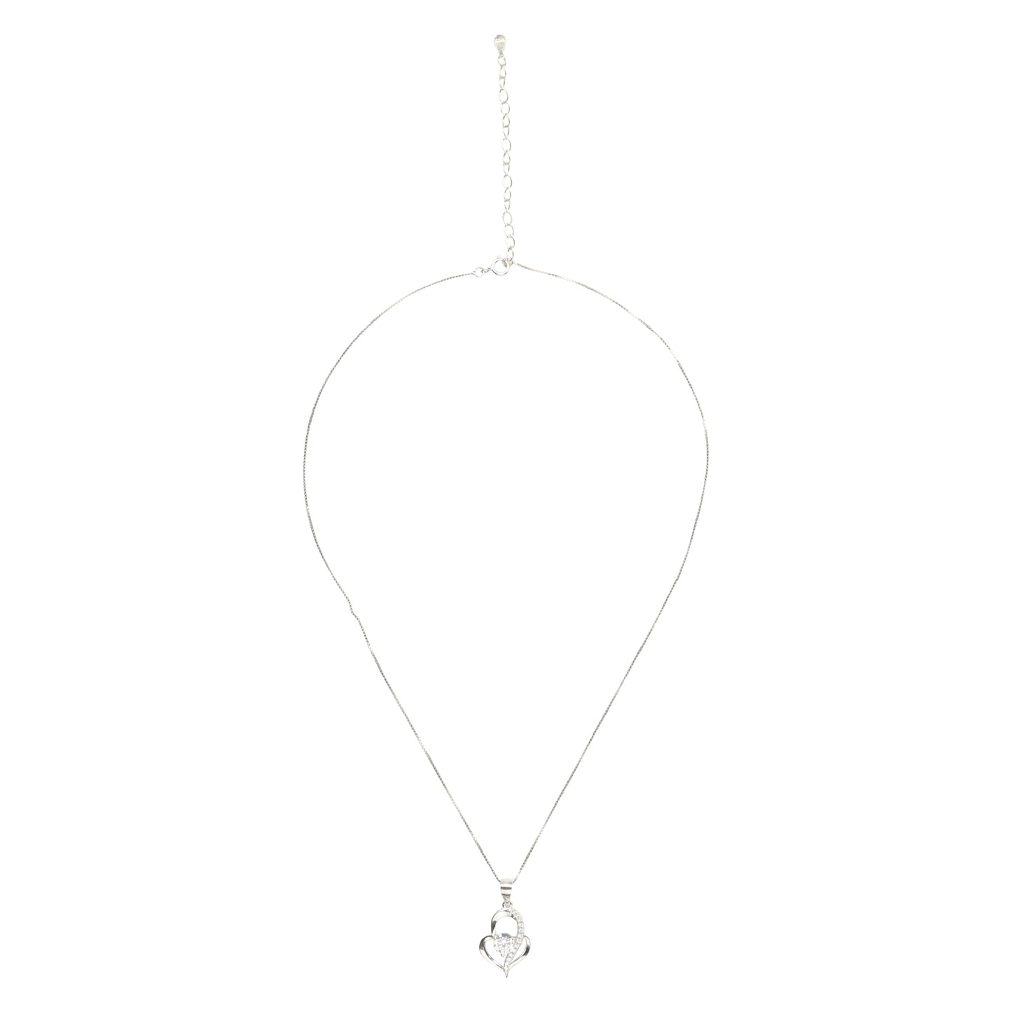 Sterling Silver Pave Heart Pendant